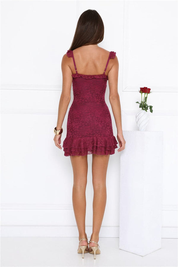 Little Sultry Lace Mini Dress Plum